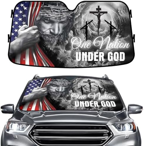 GENANY Faith Patriotic Windshield Sun Shade 55 x 30 Inch by GENANY
