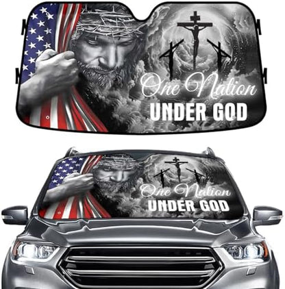 GENANY Faith Patriotic Windshield Sun Shade 55 x 30 Inch by GENANY