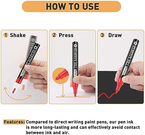 SELEAD Tire Marker White Red for Car Tires Lettering, 8 Pack - Image 7