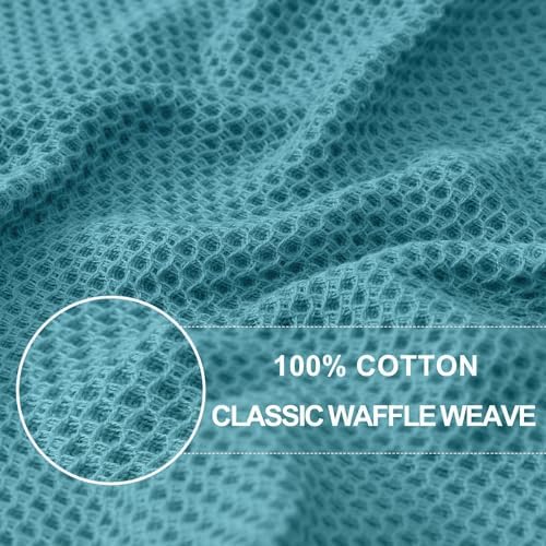 Homaxy 100% Cotton Waffle Weave Kitchen Dish Towels 4-Pack, Lake Blue - Image 2