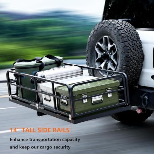 PioneerWorks Foldable Hitch Mount Cargo Carrier 750 Lbs Luggage Basket - Image 6