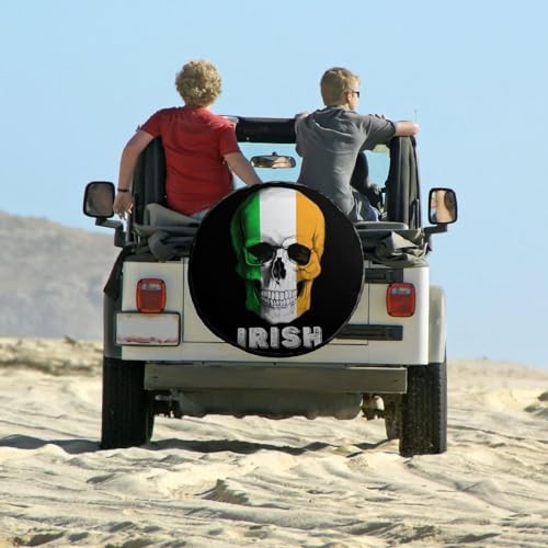 Skull Irish Flag Tire Covers, Dust-Proof Weatherproof Wheel Covers Wheel Tire - Image 6