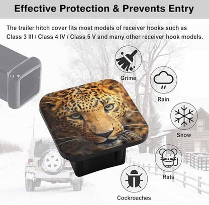 Swono Trailer Hitch Caps Covers Leopard Animal Pattern 2 Inch Rubber Tow Hitch - Image 3