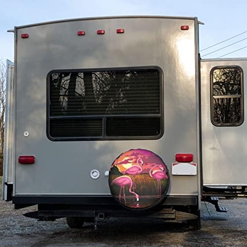 Pink Flamingo Spare Tire Cover Dust-Proof Wheel Tire Cover Fit Trailer - Image 6