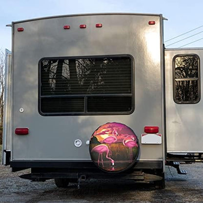 Pink Flamingo Spare Tire Cover Dust-Proof Wheel Tire Cover Fit Trailer - Image 6