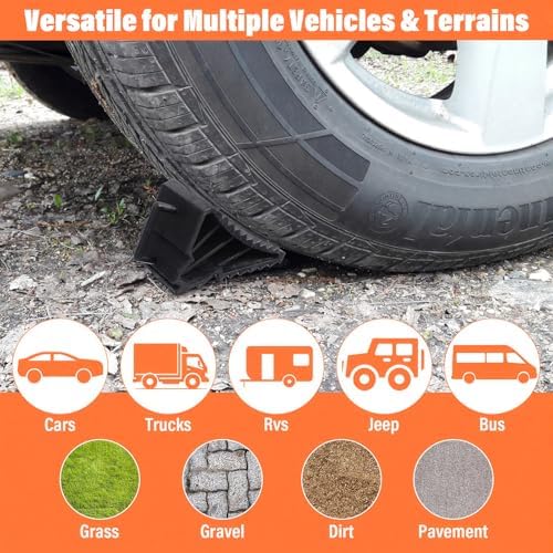 4 Pack Wheel Chocks for RV Trailers & Camper, Heavy Duty Non-Slip Tire Stoppers - Image 4