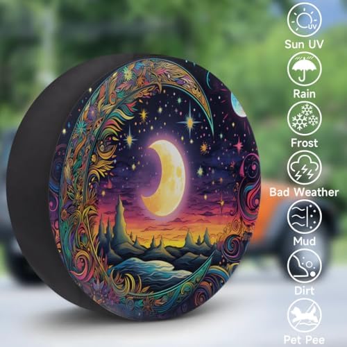 Spare Tire Cover for RV Trailer, Bohemian Moon Tire Covers Universal Fit for - Image 3