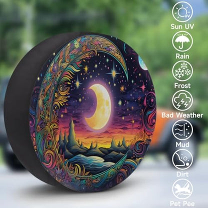 Spare Tire Cover for RV Trailer, Bohemian Moon Tire Covers Universal Fit for - Image 3