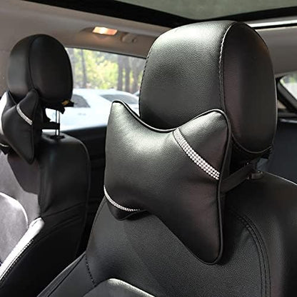 2 Pack Car Headrest Pillow Diamond Dual-Side PU Leather Neck Pillows, Cushion - Image 4