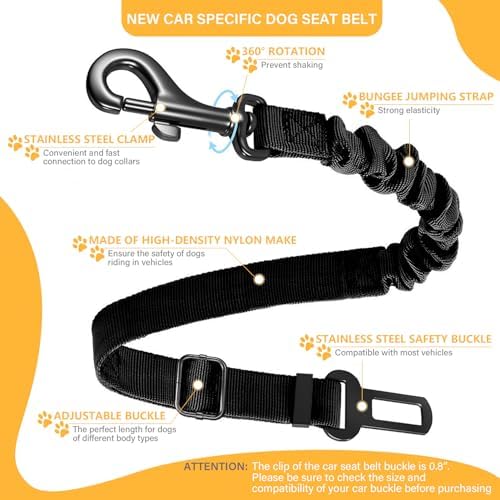 Dog Seat Belt Retractable Dog Car Harness 1 Pack Elastic Bungee Buffer - Image 3