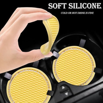 2PCS Bling Cup Holder Coaster, 2.75 Inch Auto Car Cup Holder Insert Coasters - Image 4