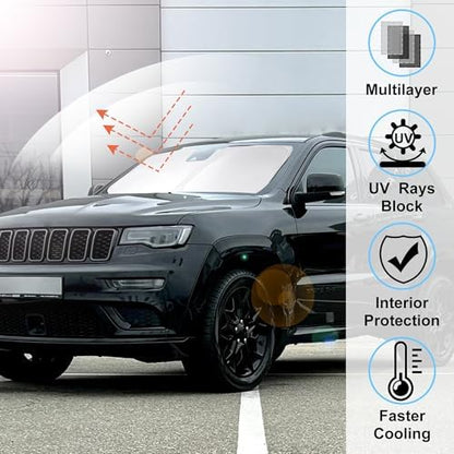 Windshield Sun Shade Sunshade for 2011-2026 Jeep Grand Cherokee - Image 2