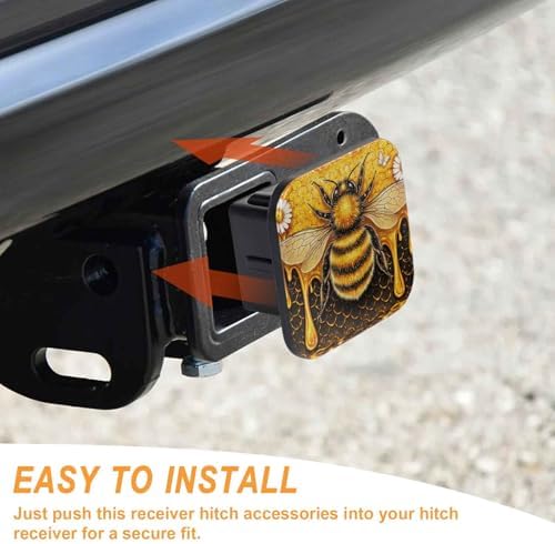 2 Inch Cute Honey Queen Bee Trailer Hitch Cover Rubber Receiver Tube Plug Cap - Image 4
