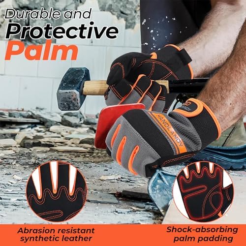 HANDLANDY Work Gloves for Men & Women, Utility Mechanic Working Gloves Touch - Image 2