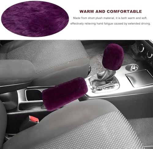 2PCS Fluffy Car Gear Shift Knob & Handbrake Cover, Comfortable Plush Shifter - Image 4