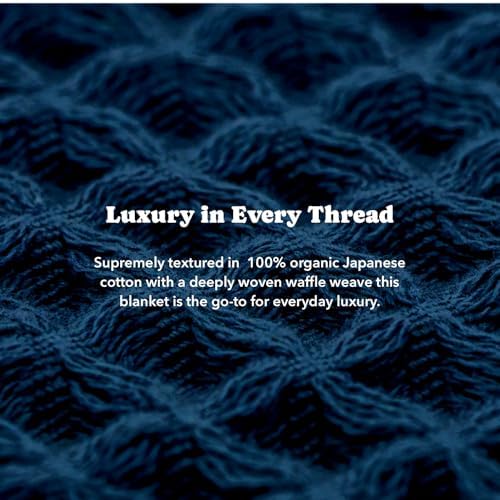 Luxury Organic Japanese Cotton Waffle Towelket Throw Blanket Bedspread - Image 6