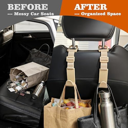 Amooca Anti-drop Car Headrest Hooks 4 Pack Seat Organizer - Image 4