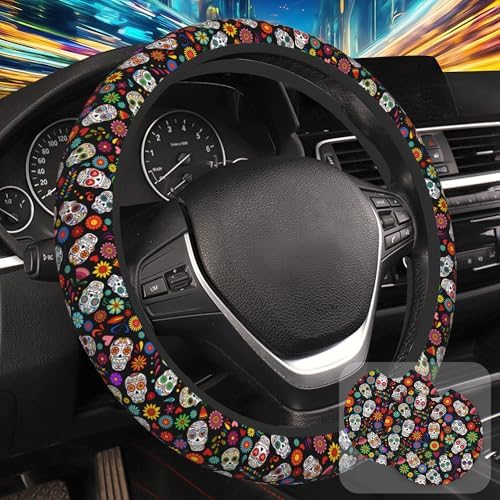 Day of The Dead Sugar Skull Steering Wheel Cover by Unknown
