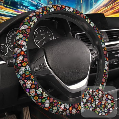 Day of The Dead Sugar Skull Steering Wheel Cover by Unknown