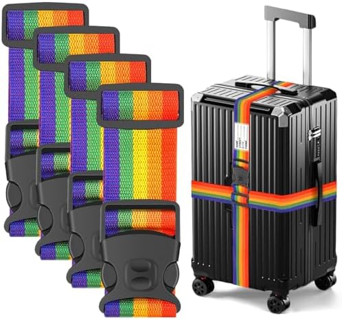 BILIONE Luggage Straps for Suitcases, Adjustable Lockable Suitcase Straps by BILIONE