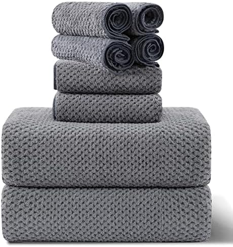8-Piece Gray Bath Towel Set, 2 Extra Large Bath Towel Sheets, 2 Hand Towels and by Smuge