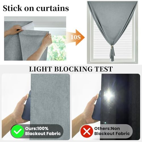 100% Self Adhesive Blackout Curtains- Stick on Curtains Shades Window Blinds - Image 2