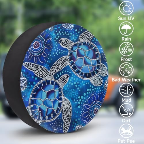 Rv Spare Tire Cover Wheel Galaxy Blue Turtle Tire Covers Wheel Protectors - Image 3