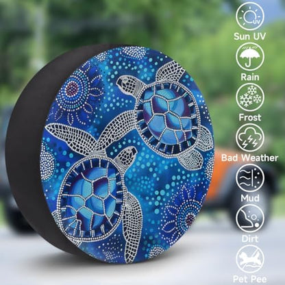 Rv Spare Tire Cover Wheel Galaxy Blue Turtle Tire Covers Wheel Protectors - Image 3