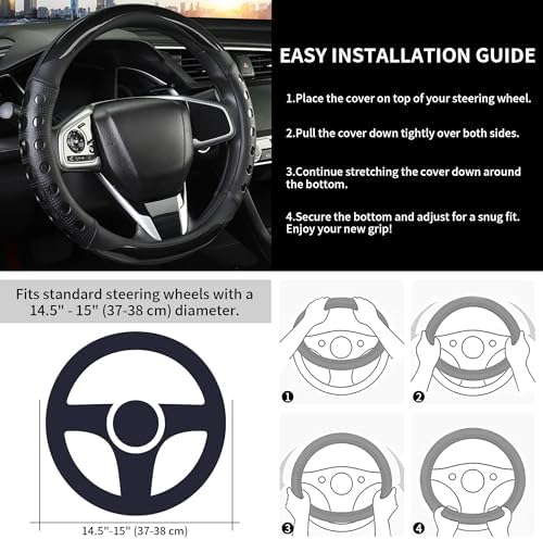 PU Leather Car Steering Wheel Cover - Image 5