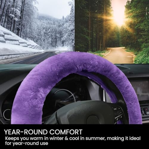 Andalus Brands Luxury Fluffy Car Steering Wheel Covers – Genuine Merino - Image 4