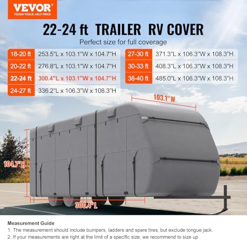 VEVOR Travel Trailer Cover, 22-24 ft RV Cover, 4-Layer Non-Woven Fabric Camper - Image 2