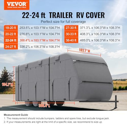 VEVOR Travel Trailer Cover, 22-24 ft RV Cover, 4-Layer Non-Woven Fabric Camper - Image 2