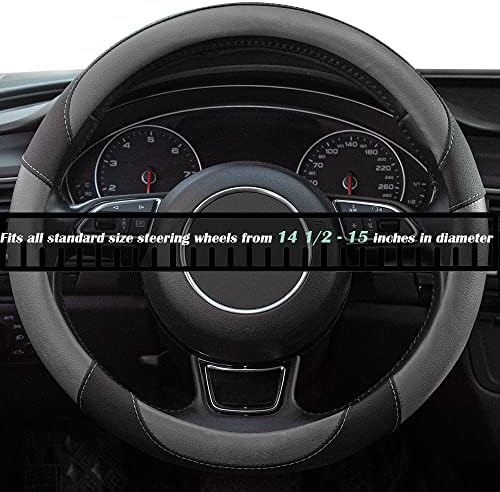 Steering Wheel Covers Gray Universal Microfiber Leather, Suitable - Image 4