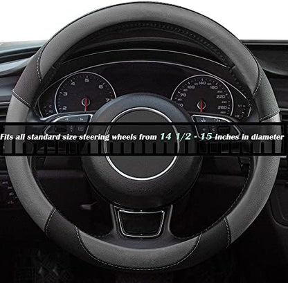 Steering Wheel Covers Gray Universal Microfiber Leather, Suitable - Image 4