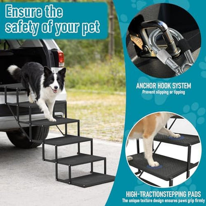Dog Stairs for car, 6 Steps Foldable Dog Steps for Truck, Upgraded Non-Slip Pet - Image 4