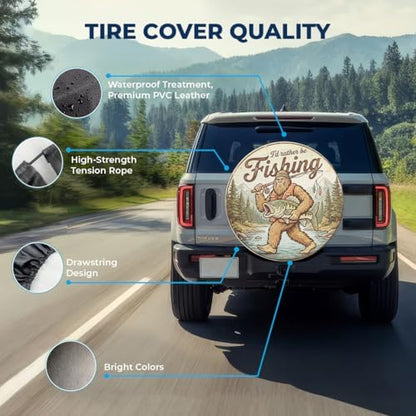 GENANY Forest Fishing Art Thick PVC Leather Spare Tire Cover Size 16 - Image 4
