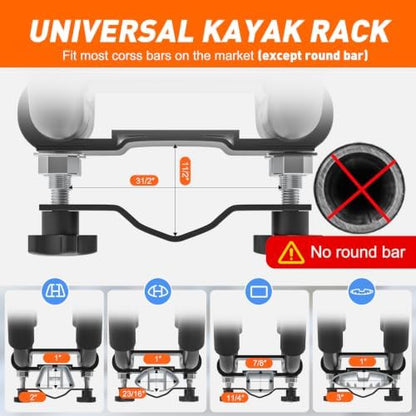 Taelakeni 2 Pairs Kayak Carrier Racks, Universal Cars Kayak Roof Rack - Image 6