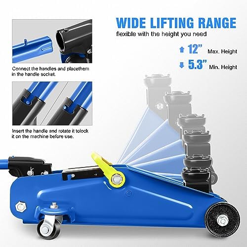 DNA Motoring 1.5 Ton Car Floor Jack Low Profile Hydraulic Trolley Service/Floor - Image 3