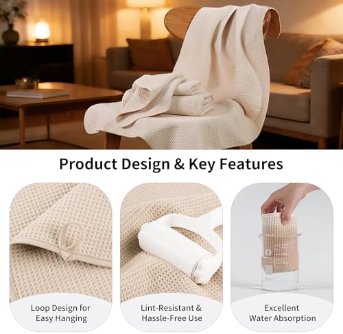 MICROFI Waffle Weave Bath Towel Set, Microfiber, 4 Pieces, Quick Dry, - Image 5