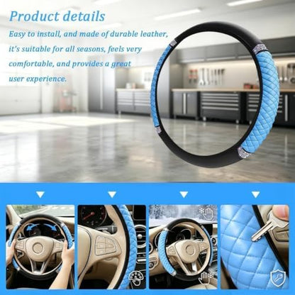 Bling Car Steering Wheel Cover, Crystal Rhinestones Vehicle Steering Guard Wrap - Image 5