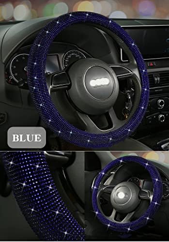 Bling Steering Wheel Cover for Men Cool Car Sparkly Blue Rhinestone 15 Inch - Image 6