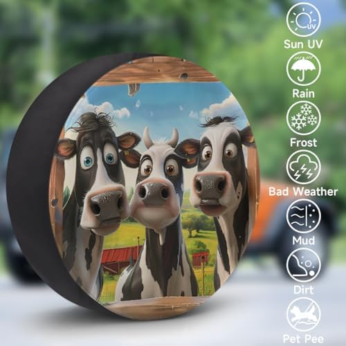 Spare Tire Cover for RV Trailer, Funny Cows Waterproof Sun Leather Wheel Cover - Image 3