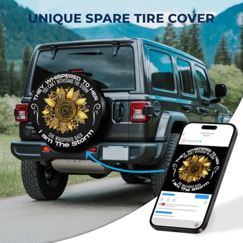 GENANY Sunflower Storm Art Thick PVC Leather Spare Tire Cover Size 15 - Image 2
