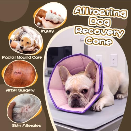 Allroaring Adjustable Dog Cone for Spay, Comfy Recovery Collar Purple L - Image 5
