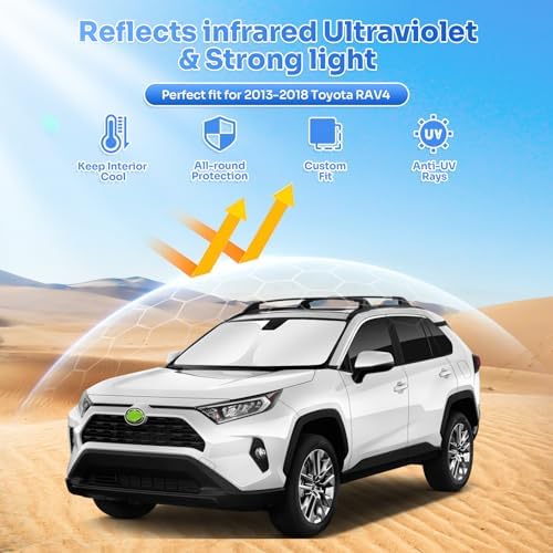 Canvcle Window Shades for 2013-2018 Toyota RAV4 Accessories Windshield Sun - Image 2