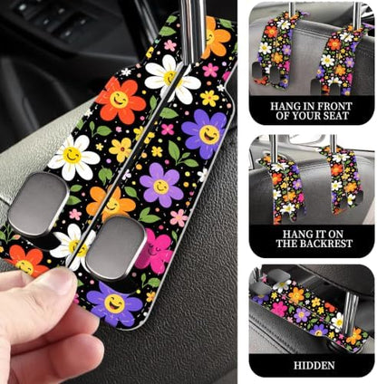 PU Leather Car Seat Hook, Storage Headrest Hanger, Cute Car Backseat Organizer - Image 2