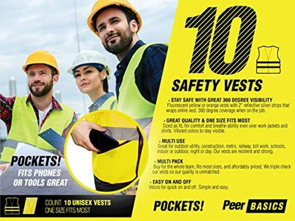 PeerBasics Pocket Safety Vest Bulk Pack Reflective High Visibility Men Women - Image 3