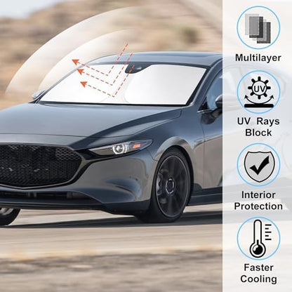 Windshield Sun Shade for 2014-2025 2026 Mazda 3 Accessories - Image 2