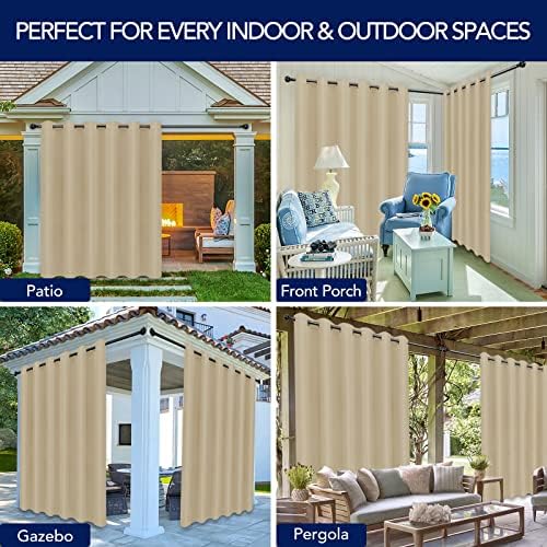 PureFit Outdoor Curtains for Patio Waterproof Weatherproof Outside Curtains - Image 5