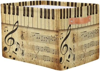 AUUXVA Storage Basket Vintage Music Note Piano Key Storage Cube Box Durable - Image 2